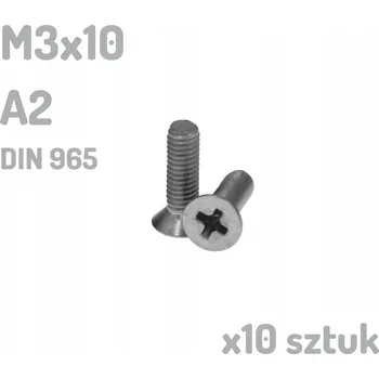 Šroub Nerezový šroub A2 M3x10 mm DIN 965 INOX x10 kusů
