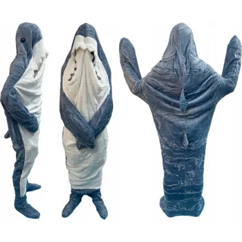 Dětská deka Karnevalový kostým žralok mikinová deka pyžamo deka XXXL délka 230 pro vysoké osoby