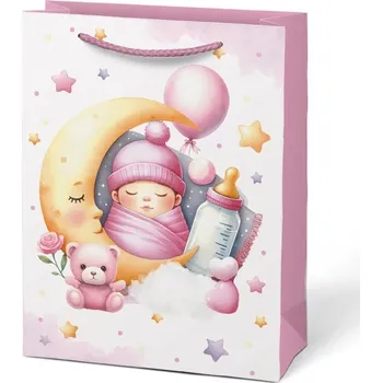 Party dekorace Taška dárková růžová baby 19 cm x 25 cm x 10 cm m5252821.1