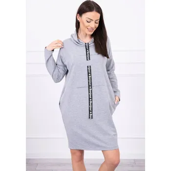 Dámské šaty Dámské kravatové šaty s kapsami - šedé - K-Fashion, UNI i519_16064-U