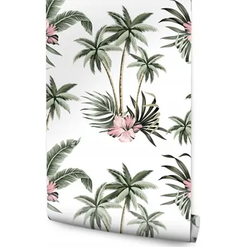 Fototapeta Tapeta v roli 10m Květiny ibišku PALMY Listy