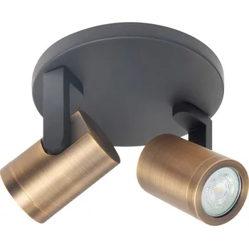 Lampička HighLight Stropní bodové svítidlo Halo, černé/mosazné leštěné Ø 17 cm 2 světla. černá, leštěná mosaz 2 x 5 W LED - Doprava zdarma