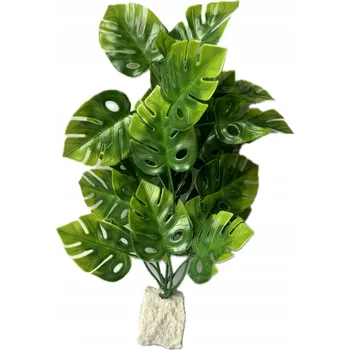 umělá květina UMĚLÁ ROSTLINA DO AKVÁRIA MONSTERA VELKÁ VYSOKÁ 32 cm