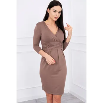 Dámské šaty Dámské cappuccino šaty s výřezem K-Fashion, S i519_10754-3