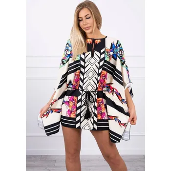 Dámské šaty Dámské netopýří šaty s páskem ecru - K-Fashion, UNI i519_19960-U