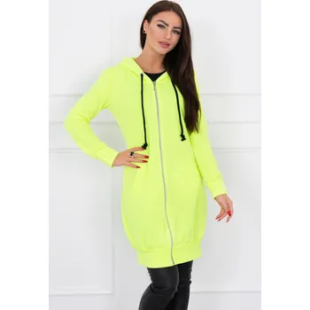 Dámské šaty Dámská dlouhá mikina s kapucí žlutá neonová K-Fashion, UNI i519_14820-U