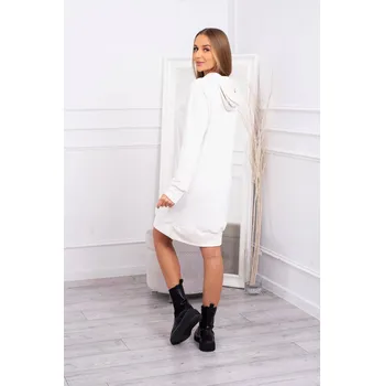 Dámské šaty Dámské ecru velurové šaty s kapucí K-Fashion, UNI i519_21830-U
