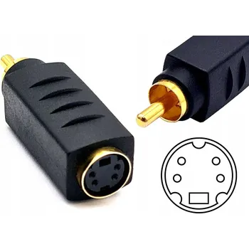 Redukce adaptér přechodka konektor SVHS 4pin / zástrčka RCA pozlacená