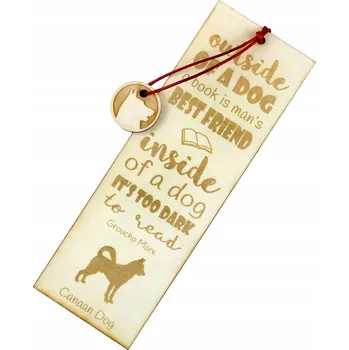 Doplněk ke knize Záložka do knihy s vyrytým psem Canaan Dog a jménem psa