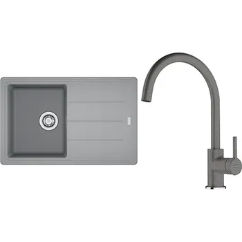 Granitový dřez Franke Kuchyňský dřez set G279ŠK BFG 611-78 šedý kámen + baterie FC 6018.084 šedý kámen