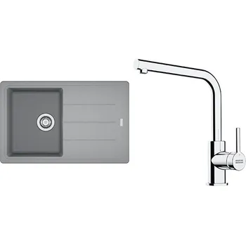 Granitový dřez Franke Kuchyňský dřez set G263ŠK BFG 611-78 šedý kámen + baterie FS 3230.031 chrom