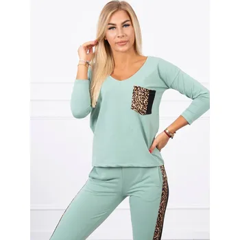 Tmavě mátová souprava s leopardím vzorem K-Fashion, UNI i519_18249-U