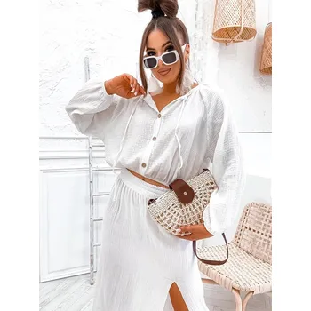 Dámská halenka Něžný bílý set Moon: halenka + maxi sukně, odstíny bílé XL (42) i392_24205-4