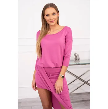 Dámské šaty Dámské růžové asymetrické šaty s rukávy K-Fashion, UNI i519_17672-U