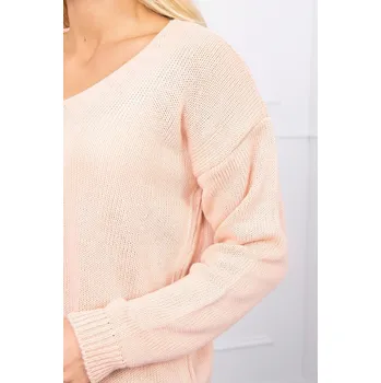 Dámský svetr Dámský V-krk svetr - pudrově růžový K-Fashion, UNI i519_19182-U