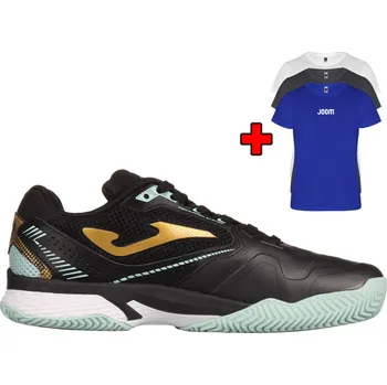 Dámská tenisová obuv Tenisová obuv JOMA T.Set Lady 2201 black/sky blue clay + bonus TRIČKO