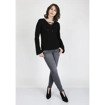 Dámský svetr Dámský svetr s V výstřihem černý - MKMSwetry, S i556_44461_7_33