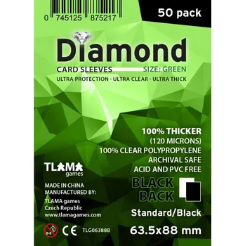 Příslušenství k deskovým hrám Tlama Games Diamond Green Standard obaly na karty 50 ks