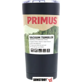 Termoska TERMOSKA S VÝPUSTÍ 0,6 L PRIMUS ČERNÁ, vakuová termoska, hrnek na horké nápoje