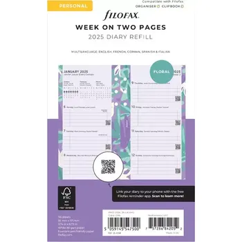 Náplň do diáře Diářový set Floral 2025 náplň osobních diářů Filofax