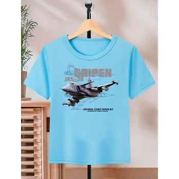 Chlapecké tričko STRIKER Dětské tričko JAS-39 Gripen Barva: Modrá, Velikost: 8 let