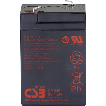 RC náhradní díl CSB Battery GP 645 Standby USV GP645F1 olověný akumulátor 6 V 4.5 Ah olověný se skelným rounem (š x v x h) 70 x 107 x 48