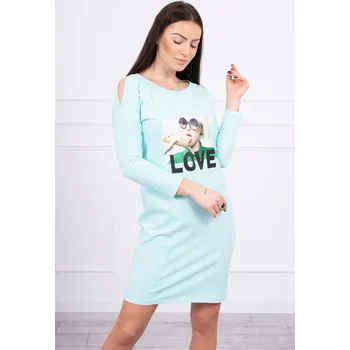 Dámské šaty Nadčasové mátové šaty s potiskem Love - K-Fashion, UNI i519_17033-U