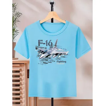 Chlapecké tričko STRIKER Dětské tričko F-16 Falcon Fighting Barva: Modrá, Velikost: 6 Let