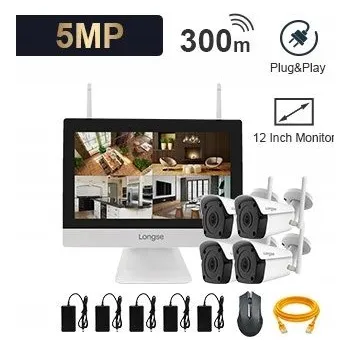 Bezpečnostní kamera WIFI IP MONITOROVACÍ SADA 4 KAMERY 5Mpx LCD 1TB