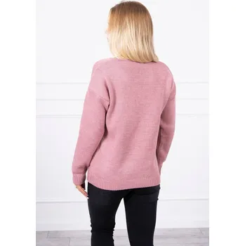 Dámský svetr Dámský růžový V-svetr K-Fashion, UNI i519_19183-U