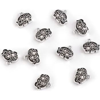 Přívěsek Kovový přívěsek / taháček na zip slon 12x10 mm, malé, platina