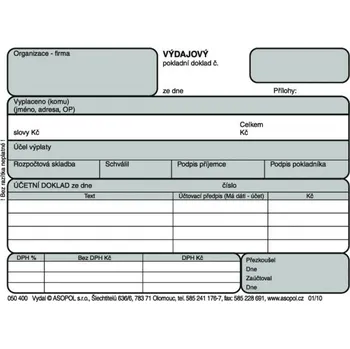 Tiskopis Asopol 050400 výdajový pokladní doklad nečíslovaný A6 50 listů