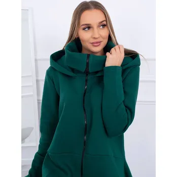 Dámské šaty Dámské zateplené šaty s kapucí tmavě zelené K-Fashion, UNI i519_21758-U