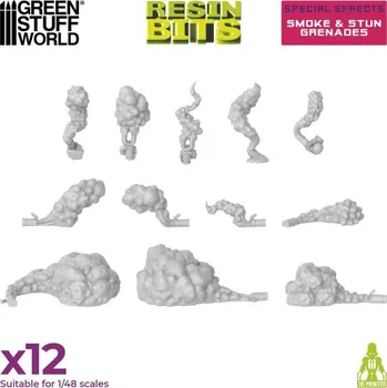 Plastikový model Resin Smoke and Stun Grenades – resinové zadýmovací a omračující granáty (23 ks)
