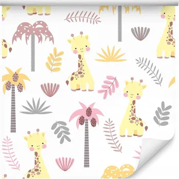 Fototapeta Tapeta pro děti zvířátka žirafy palmy rostliny