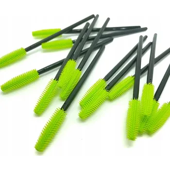 Kartáček na řasy silikonový, černá rukojeť, světle zelené štětinky (50 ks)