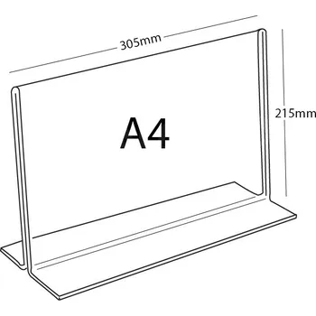 Plexi stojánek tvar T A4 na šířku
