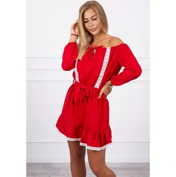 Dámské šaty Dámské červené šaty s krajkovou stuhou K-Fashion, UNI i519_20334-U