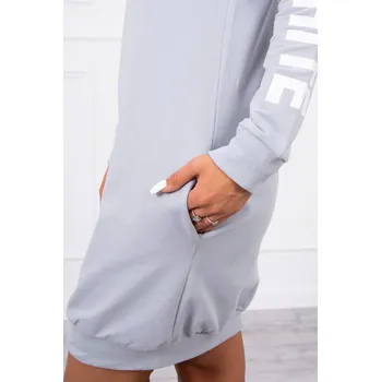 Dámské šaty Dámské šedé kapucové šaty s nápisem K-Fashion, UNI i519_18094-U