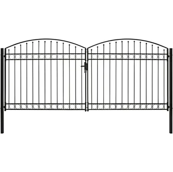 brána vidaXL Dvoukřídlá zahradní brána s obloukem ocelová 400 x 200 cm černá