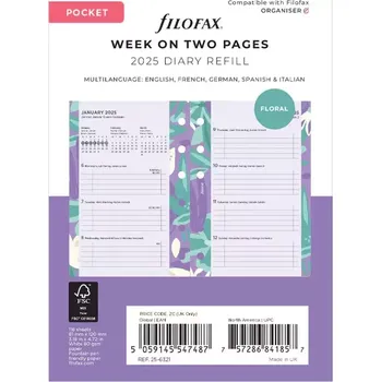 Náplň do diáře Diářový set Floral 2025 náplň kapesních diářů Filofax