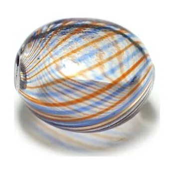 Dětské navlékací korálky Skleněný foukaný korálek 11x20mm modro-hnědý