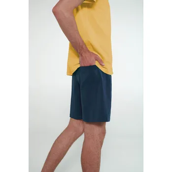 Pánské pyžamo Žluté lenoškové pyžamo Vamp - krátký rukáv, yellow flax M i512_20937_593_3