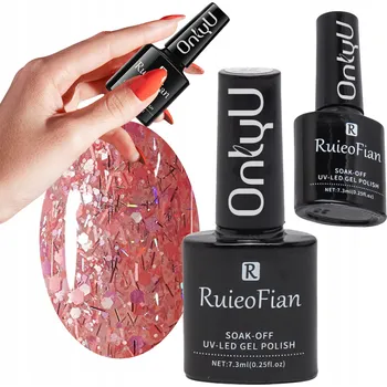 Lak na nehty RŮŽOVÝ TŘPYTIVÝ HYBRIDNÍ LAK NA NEHTY SE TŘPYTKAMI UV LAK/L140