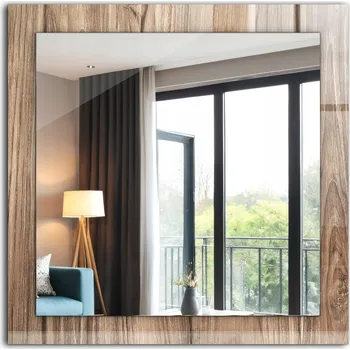 Zrcadlo Čtvercové moderní zrcadlo s krásnou grafikou Dřevěná podlaha prkna 60x60