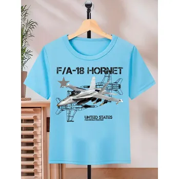 Chlapecké tričko STRIKER Dětské tričko F-18 Hornet Barva: Modrá, Velikost: 6 Let