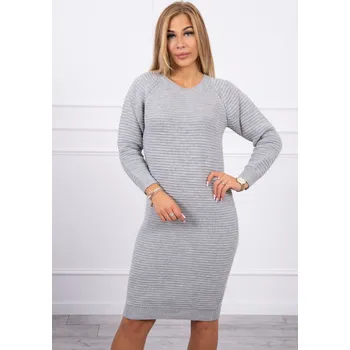 Dámské šaty Dámské pruhované svetr šaty šedé K-Fashion, UNI i519_16153-U