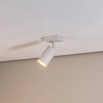 Lampička Argon Stropní bodové světlo Sado bílé ocel, nastavitelné 1-bodové hranaté - Stínidlo - délka 9 cm, šířka 6 cm, výška 2,5 cm; bodovka - délka 10,5 cm, Ø 6 cm bílá 1 x 5 W LED - Doprava zdarma