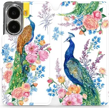 Pouzdro na mobilní telefon Flipové pouzdro Mobiwear - Xiaomi Poco X7 Pro - MX08S Pávi (Knížkové flip pouzdro, obal, kryt na mobil Xiaomi Poco X7 Pro - MX08S Pávi, materiál Umělá kůže + TPU - ochrana 360°, stojánek, silikonová vanička, magnetické zavírání)