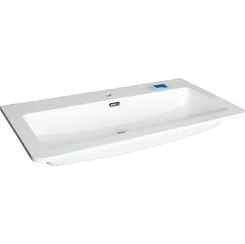 Umyvadlo Nábytkové umyvadlo, 91x46,5x16 cm, litý mramor, bílé